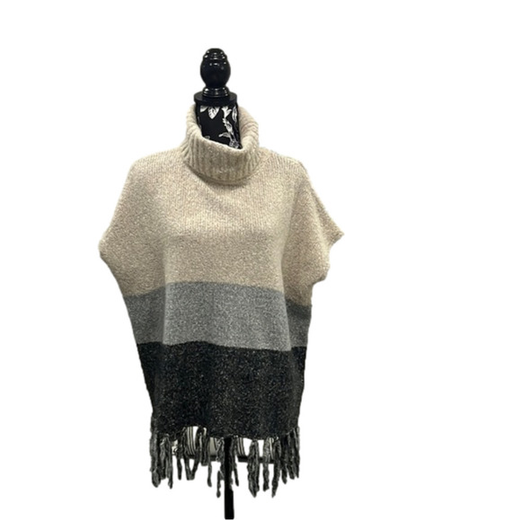 Bobeau Sleeveless Turtleneck, Striped Sweater/Poncho - Picture 1 of 7